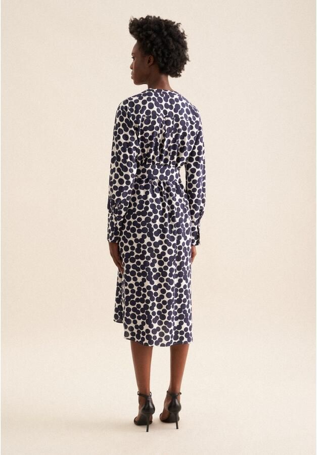 Seidensticker Zomerjurk Zwarte roos Lange mouwen kraag stippen