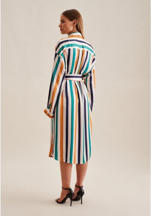 Seidensticker Zomerjurk Zwarte roos Lange mouwen kraag strepen - Foto 2