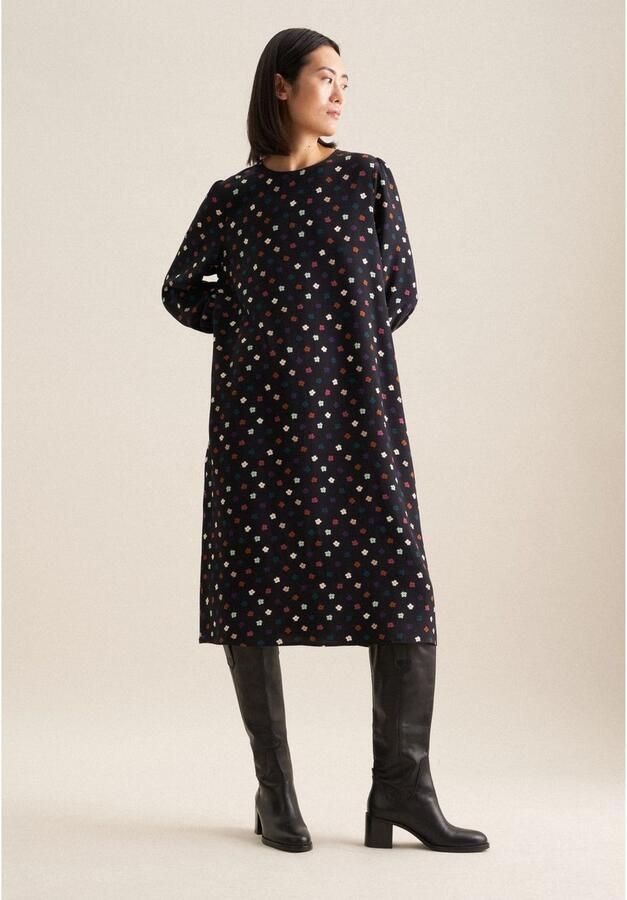 Seidensticker Zomerjurk Zwarte roos Lange mouwen ronde hals print