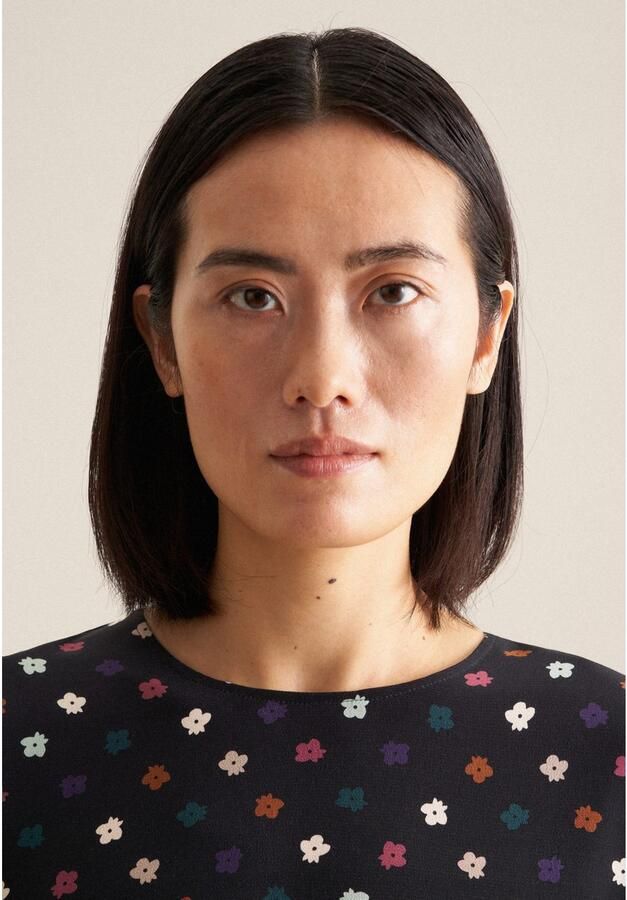 Seidensticker Zomerjurk Zwarte roos Lange mouwen ronde hals print - Foto 3