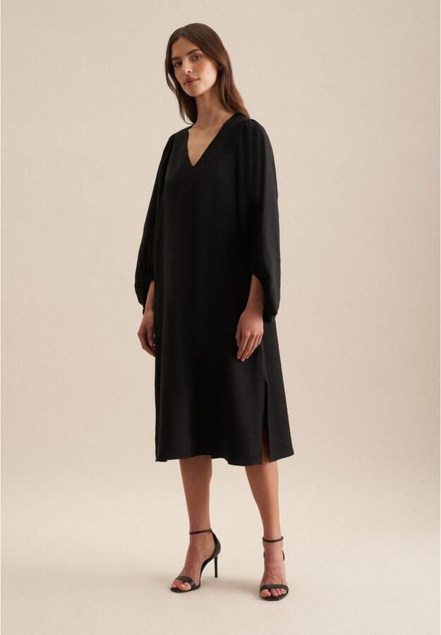 Seidensticker Zomerjurk Zwarte roos Lange mouwen V-hals uni - Foto 5