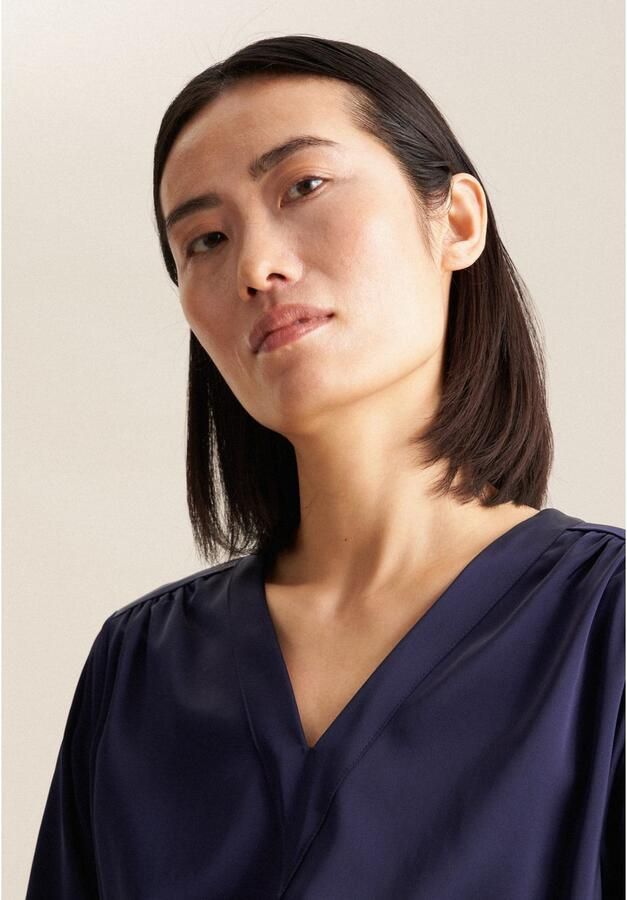 Seidensticker Zomerjurk Zwarte roos Lange mouwen V-hals uni