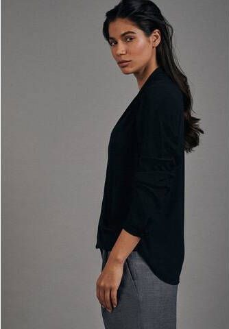 Seidensticker Wikkelblouse Zwarte roos Lange mouwen V hals uni