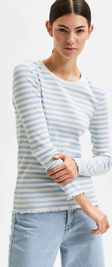 Selected Femme Slim fit shirt met lange mouwen van biologische katoenmix model 'ANNA' - Foto 5