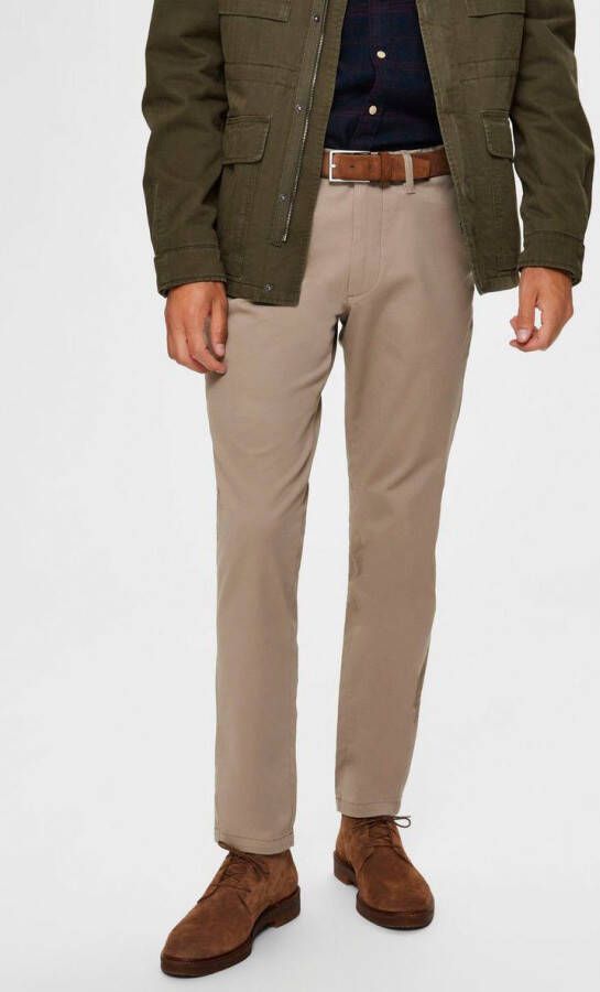SELECTED HOMME slim fit broek SLHMILES met biologisch katoen beige - Foto 2