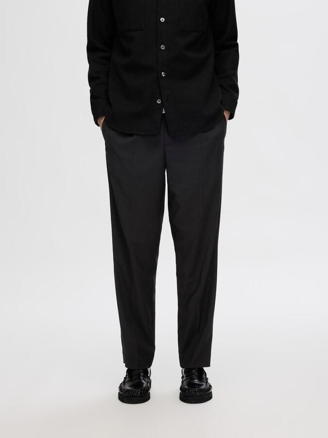 Selected Homme Tapered fit stoffen broek met bandplooien model 'LEROY' - Foto 10