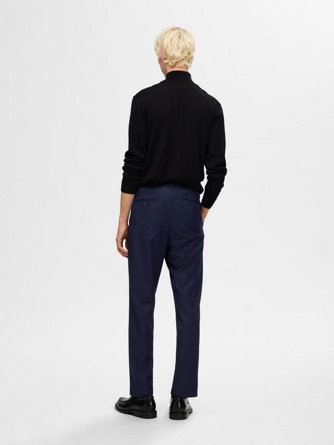 SELECTED HOMME Heren Broeken Slh190-reg Tapered Leroy Pleat Pant Donkerblauw - Foto 7