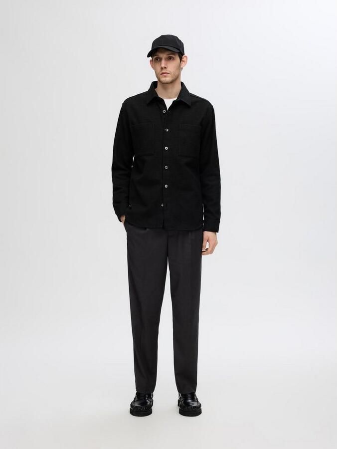 Selected Homme Tapered fit stoffen broek met bandplooien model 'LEROY' - Foto 4