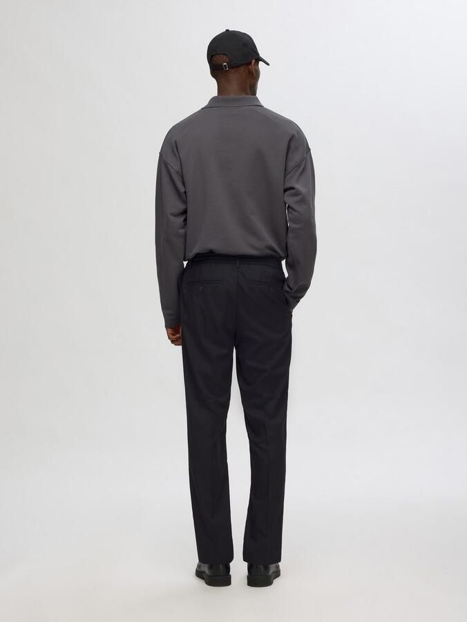 Selected Homme Tapered fit stoffen broek met bandplooien model 'LEROY' - Foto 5