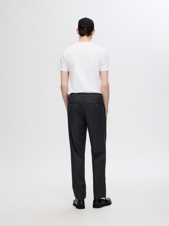 Selected Homme Tapered fit stoffen broek met bandplooien model 'LEROY' - Foto 6