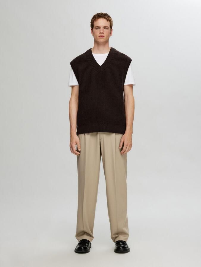 Selected Homme Loose fit bandplooibroek met riemlussen model 'FINN' - Foto 2