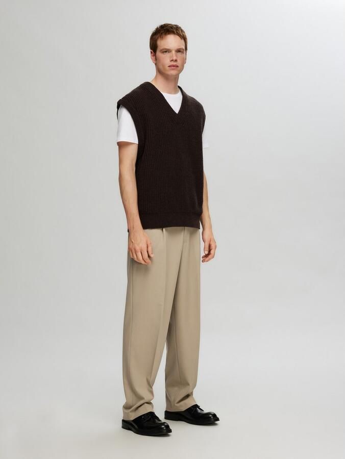 Selected Homme Loose fit bandplooibroek met riemlussen model 'FINN' - Foto 4