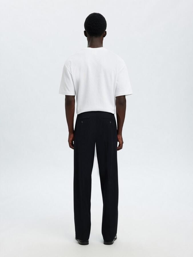 Selected Homme Loose fit bandplooibroek met riemlussen model 'FINN' - Foto 5