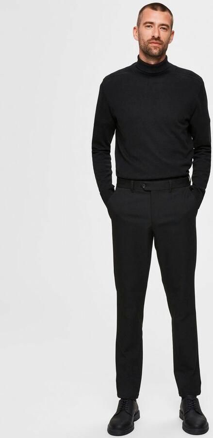 Selected Homme Zwarte trui met geribbelde zoom Black Heren - Foto 6