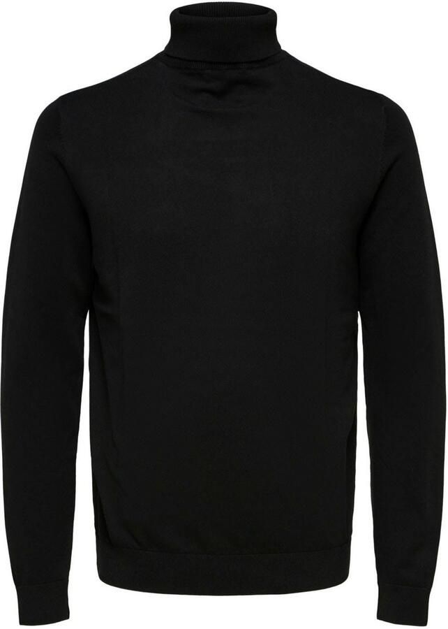 Selected Homme Zwarte trui met geribbelde zoom Black Heren - Foto 2
