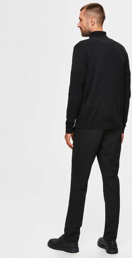 Selected Homme Zwarte trui met geribbelde zoom Black Heren - Foto 5