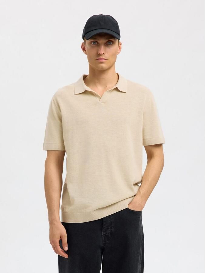 SELECTED HOMME Heren Polo's & T-shirts Slhmattis Ss Knit Sun Open Polo Noos Beige - Foto 10