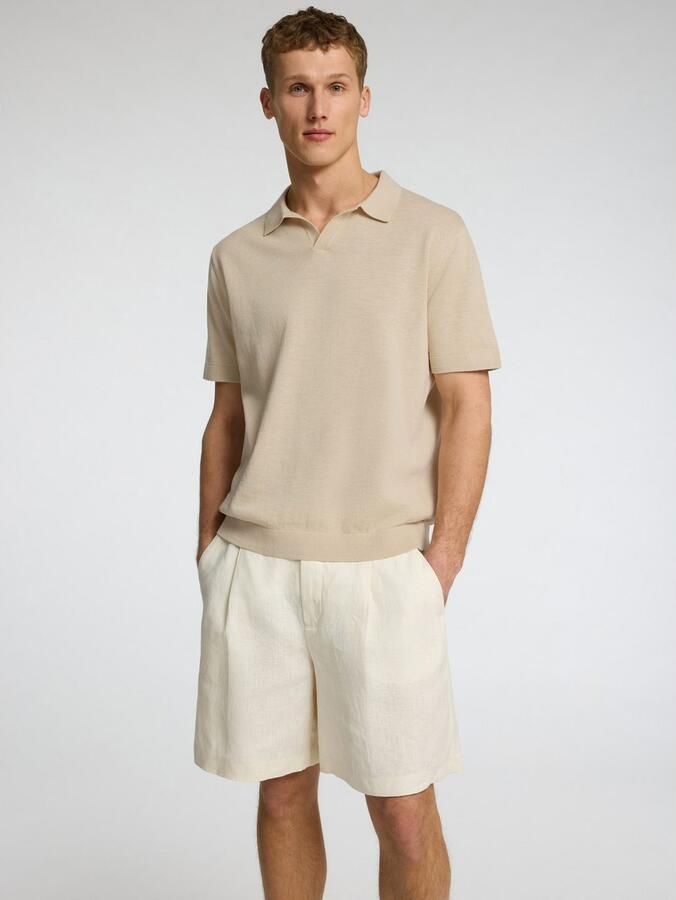 SELECTED HOMME Heren Polo's & T-shirts Slhmattis Ss Knit Sun Open Polo Noos Beige - Foto 5