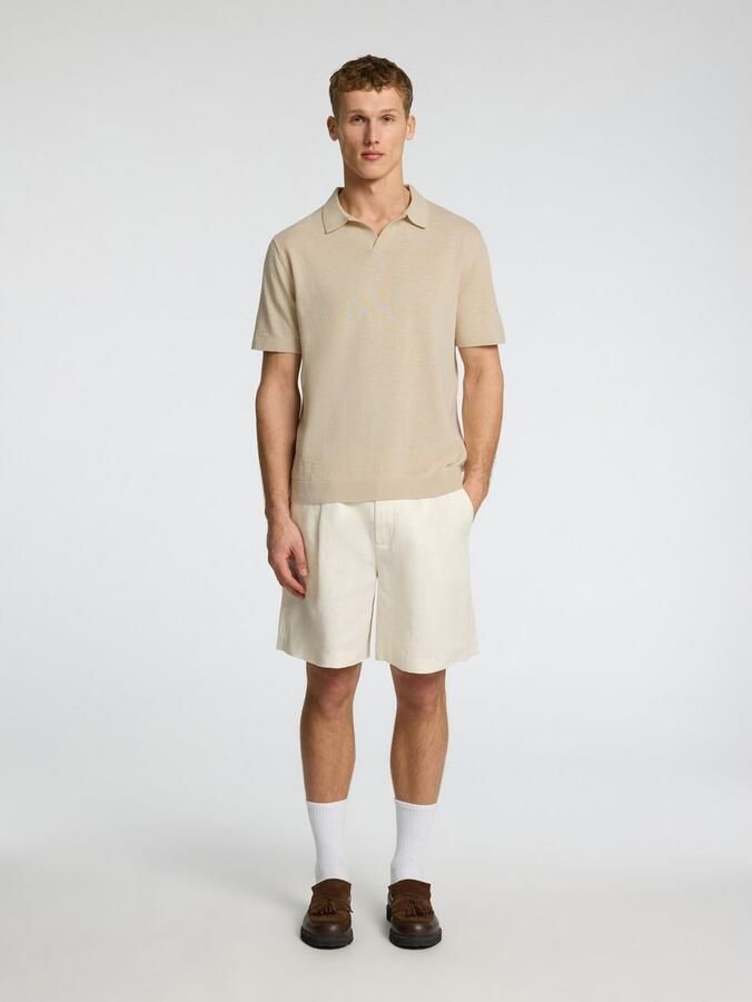 SELECTED HOMME Heren Polo's & T-shirts Slhmattis Ss Knit Sun Open Polo Noos Beige - Foto 6
