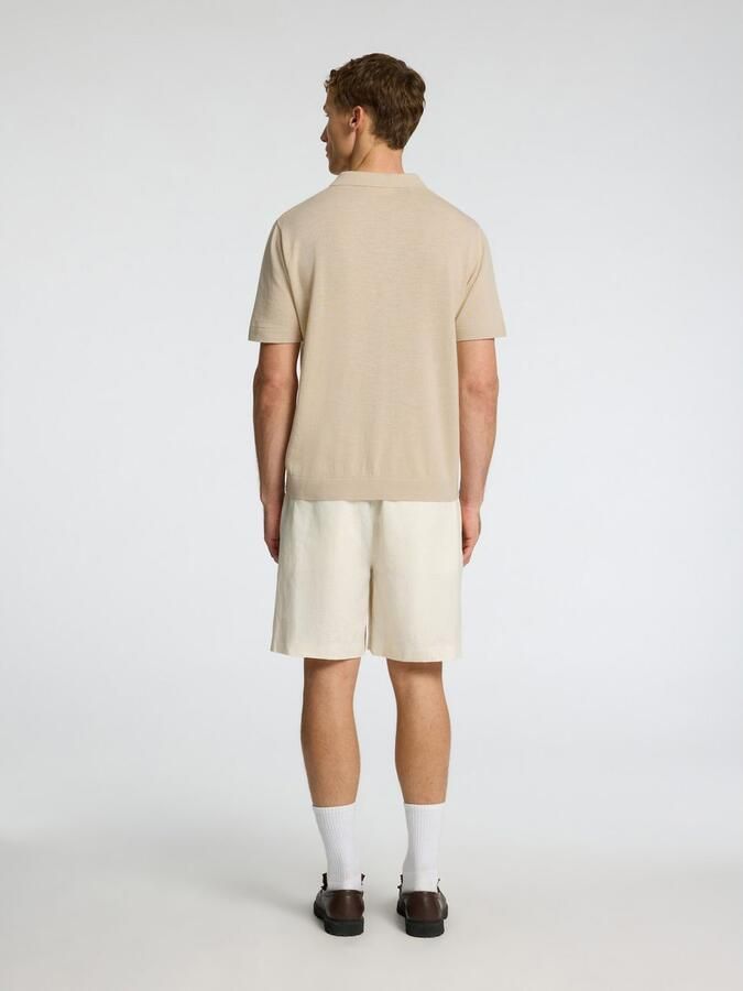 SELECTED HOMME Heren Polo's & T-shirts Slhmattis Ss Knit Sun Open Polo Noos Beige - Foto 8