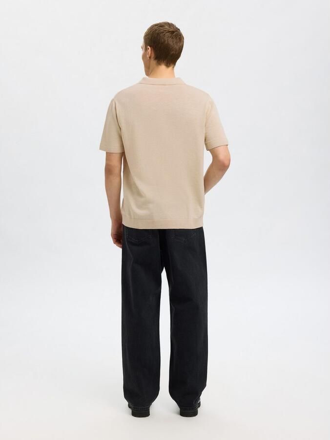 SELECTED HOMME Heren Polo's & T-shirts Slhmattis Ss Knit Sun Open Polo Noos Beige - Foto 7