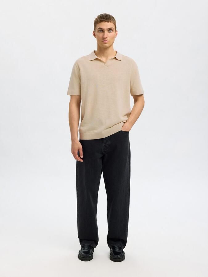 SELECTED HOMME Heren Polo's & T-shirts Slhmattis Ss Knit Sun Open Polo Noos Beige - Foto 9