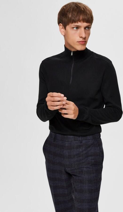 SELECTED HOMME Heren Truien & Vesten Slhberg Half Zip Cardigan Noos Zwart - Foto 11