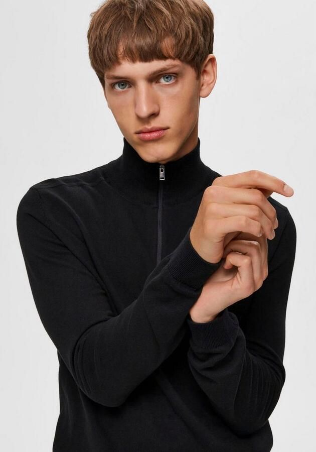 SELECTED HOMME Heren Truien & Vesten Slhberg Half Zip Cardigan Noos Zwart - Foto 7