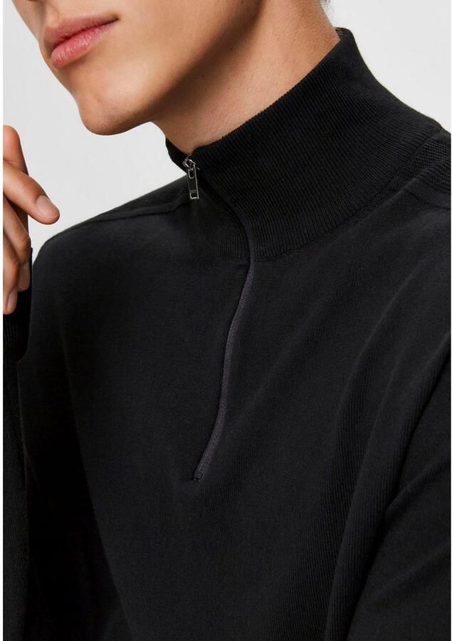 SELECTED HOMME Heren Truien & Vesten Slhberg Half Zip Cardigan Noos Zwart - Foto 6