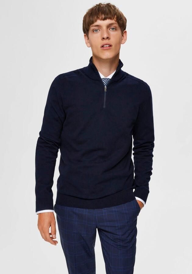 SELECTED HOMME Heren Truien & Vesten Slhberg Half Zip Cardigan Noos Donkerblauw - Foto 12