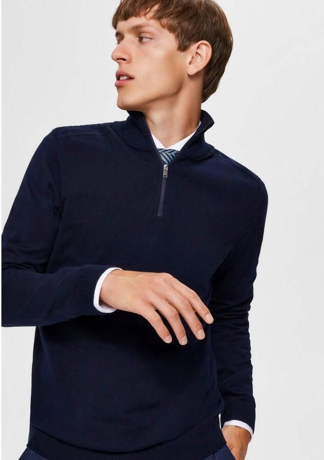 SELECTED HOMME Heren Truien & Vesten Slhberg Half Zip Cardigan Noos Donkerblauw - Foto 7