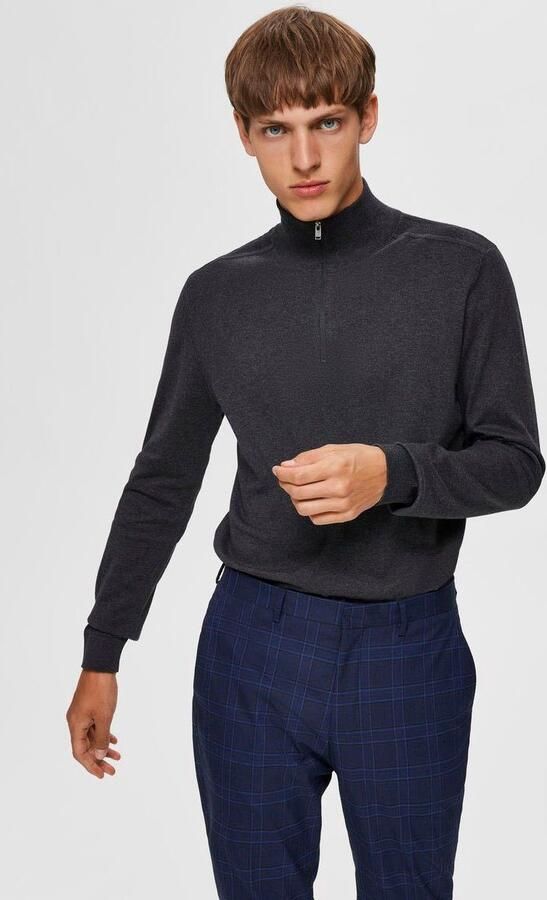 SELECTED HOMME Heren Truien & Vesten Slhberg Half Zip Cardigan Noos Grijs - Foto 14