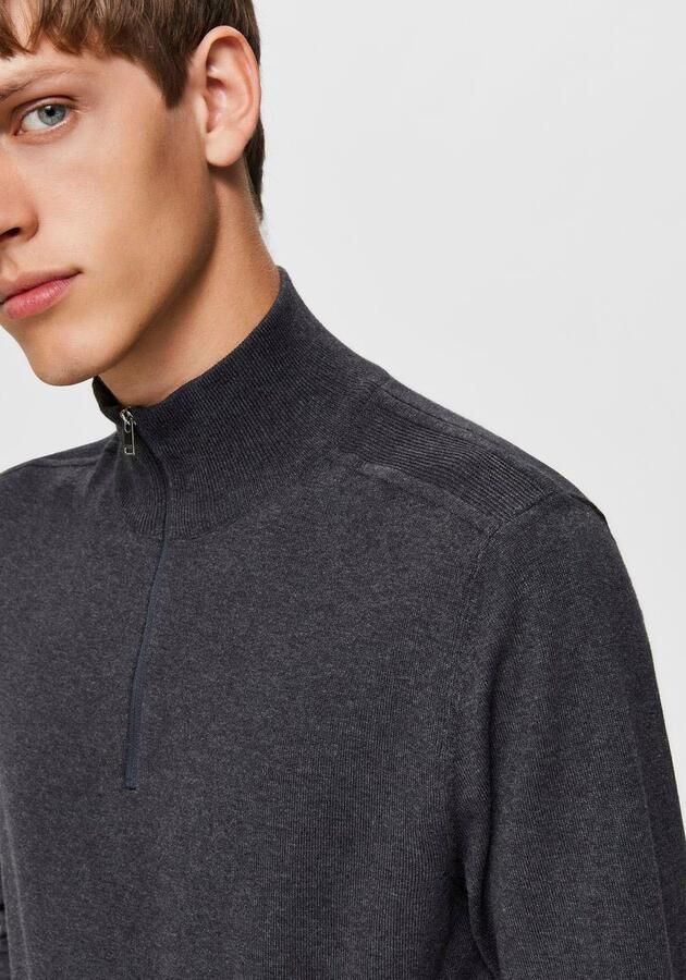 SELECTED HOMME Heren Truien & Vesten Slhberg Half Zip Cardigan Noos Grijs - Foto 9