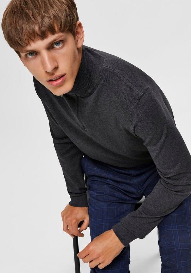 SELECTED HOMME Heren Truien & Vesten Slhberg Half Zip Cardigan Noos Grijs - Foto 10