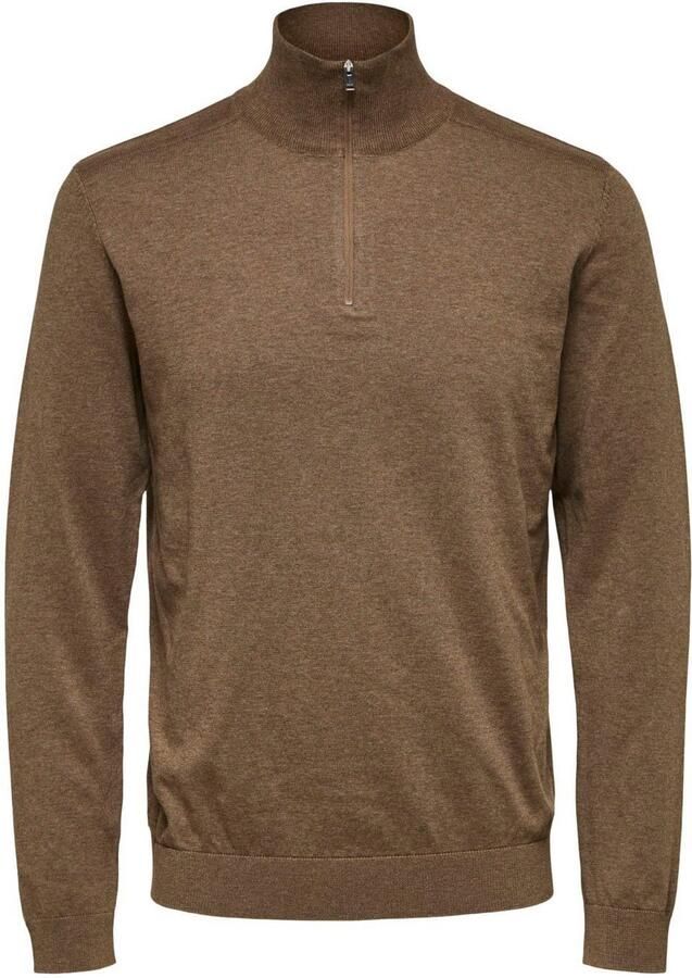SELECTED HOMME Heren Truien & Vesten Slhberg Half Zip Cardigan Noos Bruin - Foto 8