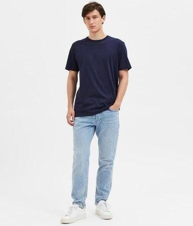 SELECTED HOMME Heren Polo's & T-shirts Slhaspen Ss O-neck Tee Noos Donkerblauw - Foto 8