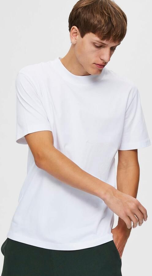 Selected Homme Geribbelde Ronde Hals Korte Mouw T-shirt White Heren - Foto 3