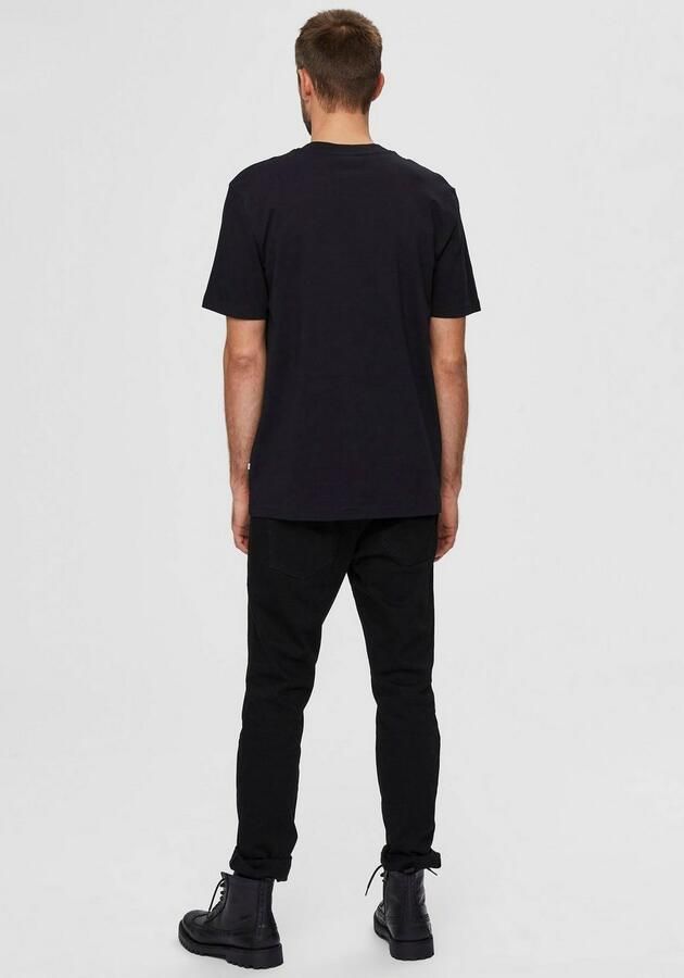 Selected Homme Geribbelde Ronde Hals Korte Mouw T-shirt Black Heren - Foto 4