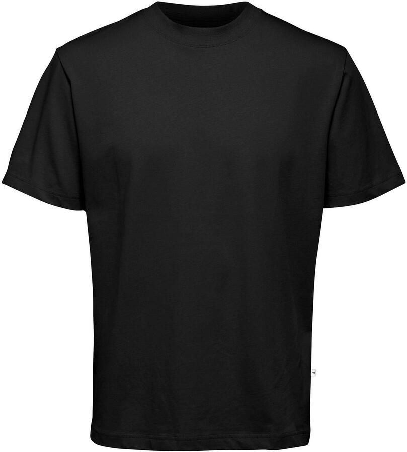 Selected Homme Geribbelde Ronde Hals Korte Mouw T-shirt Black Heren