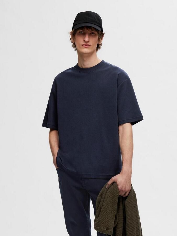SELECTED HOMME Heren Polo's & T-shirts Slhlooseoscar Ss O-neck Tee Noos Donkerblauw - Foto 10