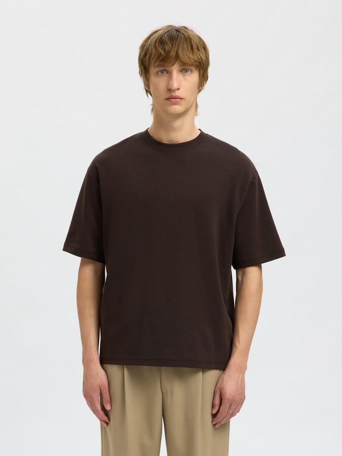 SELECTED HOMME Heren Polo's & T-shirts Slhlooseoscar Ss O-neck Tee Noos Bruin - Foto 12