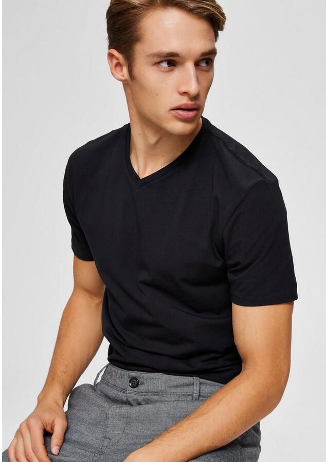 Selected Homme Regular fit T-shirt van katoenmix model 'NEWPIMA' - Foto 4