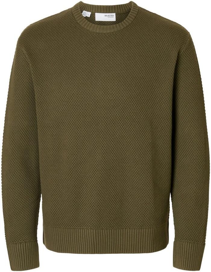 SELECTED HOMME Trui met ronde hals SLHHENNY LS KNIT RELAXED CREW NECK D