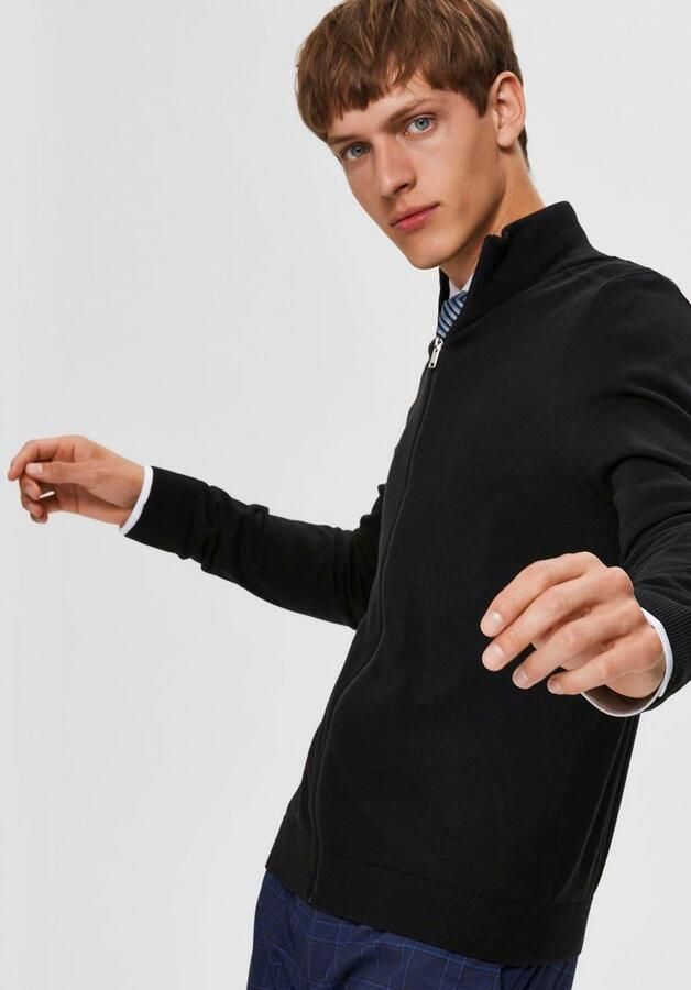 Selected Homme Regular fit gebreid jack van puur katoen model 'BERG' - Foto 3