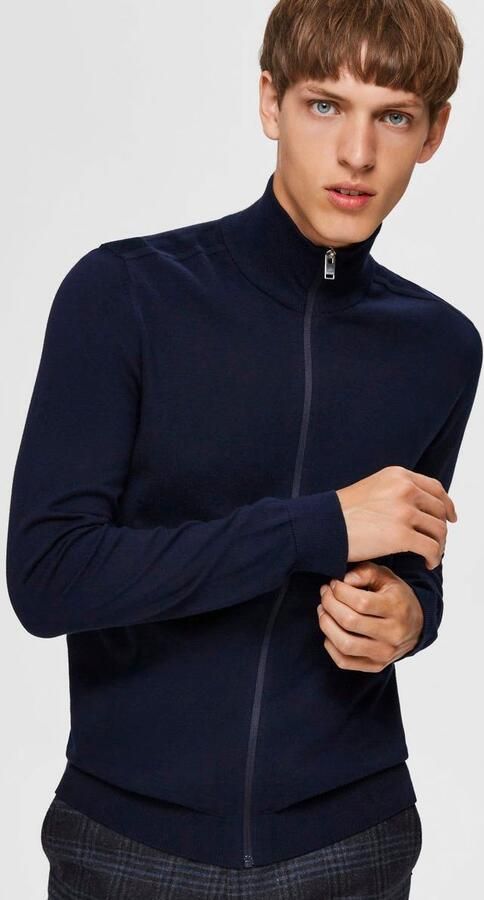 Selected Homme Regular fit gebreid jack van puur katoen model 'BERG' - Foto 3