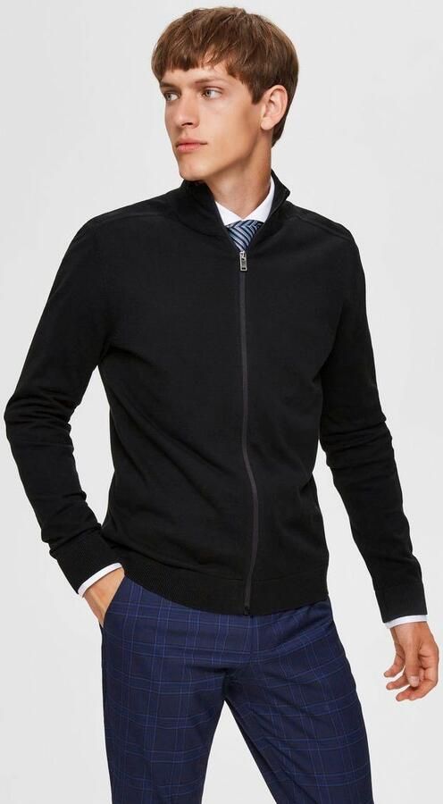 Selected Homme Regular fit gebreid jack van puur katoen model 'BERG' - Foto 5