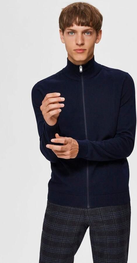 Selected Homme Regular fit gebreid jack van puur katoen model 'BERG' - Foto 4