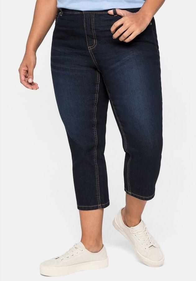 Sheego Capri jeans van katoen stretch met contrastnaden