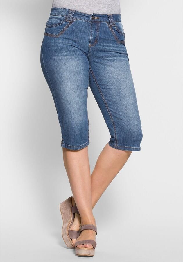 Sheego Jeansbermuda met zijsplitjes