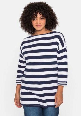 Sheego Shirt met 3 4 mouwen met contrastinzet opzij en splitjes